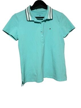 Tommy Hilfiger Women's Mint Green Polo Shirt. Size S